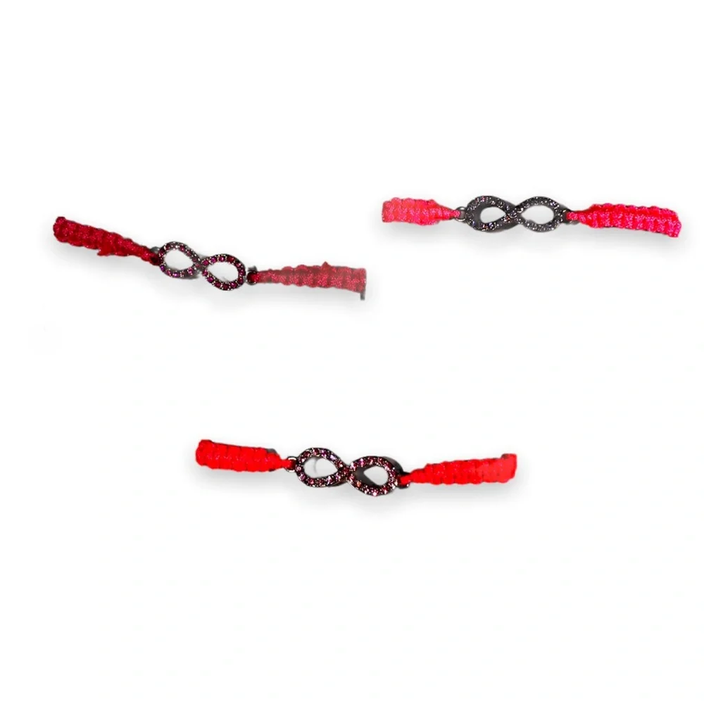 Neon Pink Retro Rhinestone Studded Infinity Adjustable Bracelet